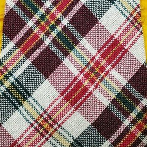 1970s GIMBELS VINTAGE WOOL ~ FAT FATTIE MENS TIE ~ BROWN GREEN RED PLAID ~ 57"